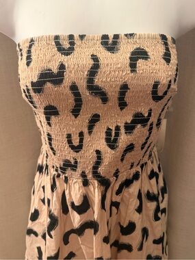 Target Strapless Beige Dress with Black Abstract Print